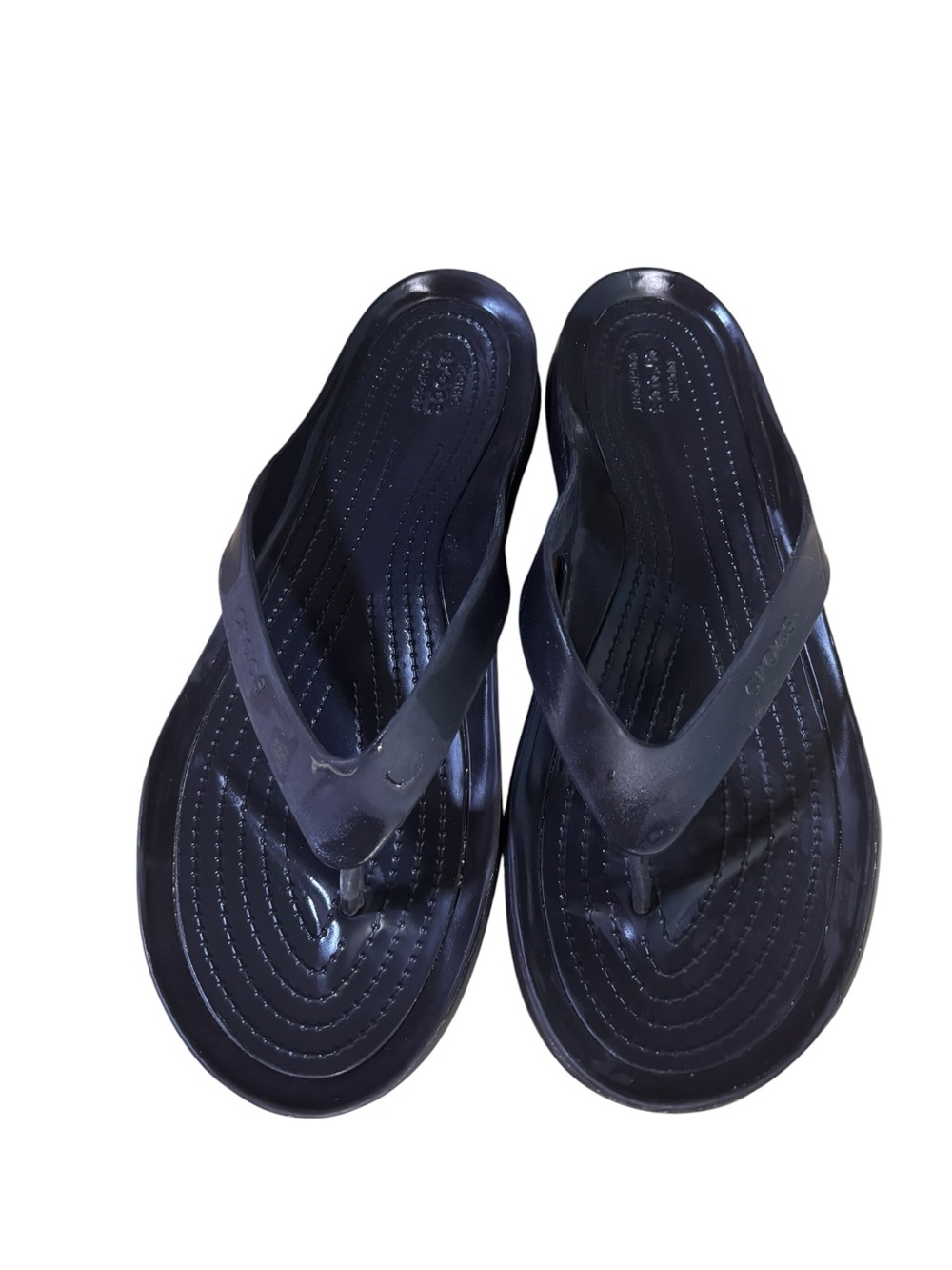 Crocs Kadee II Flip Flops Black Lightweight Comfort Thong Sandals Sz 10 - Picture 2 of 11